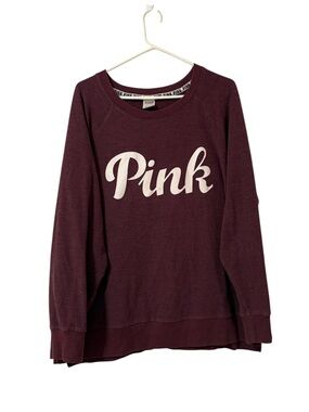 PINK Soft Maroon Graphic Spellout Athletic Sweatshirt